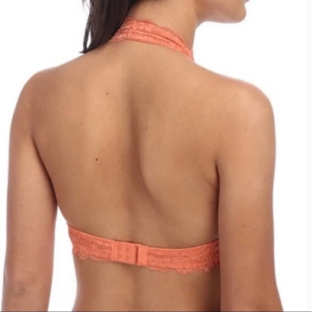 Free People Orange Galloon Lace Halter Bralette XS - Picture 3 of 8